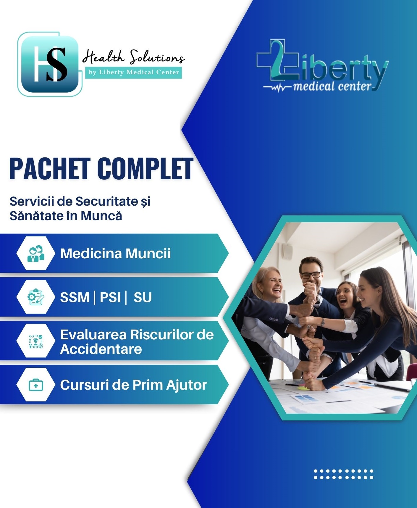 Pachet Complet Servicii de Securitate și Sănătate în Muncă Liberty Medical Center. Servicii profesionale și personalizate.